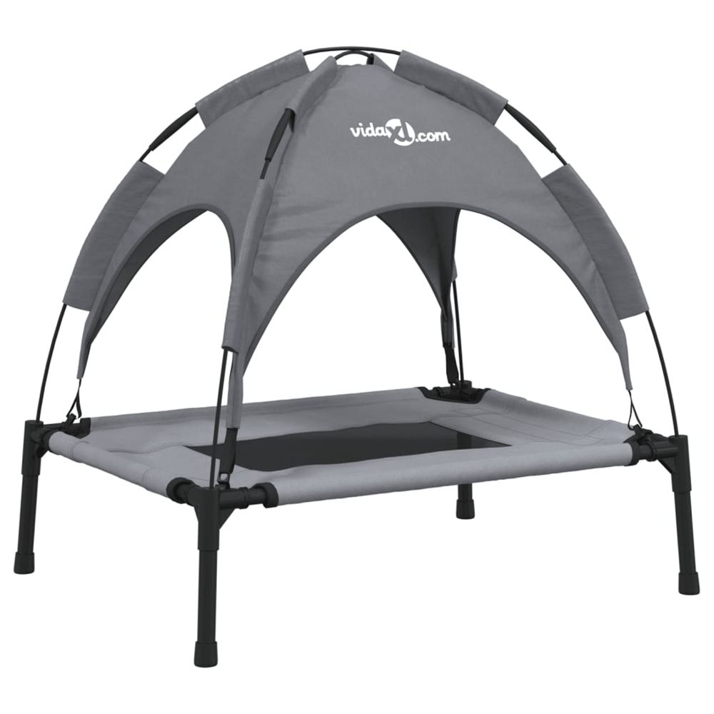 Lit pour chien avec auvent anthracite tissu oxford et acier