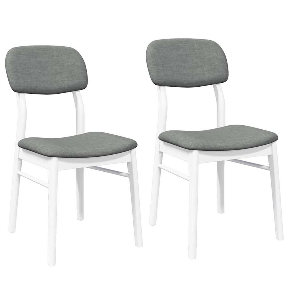 Chaises à manger coussins 2 pcs blanc bois massif caoutchouc