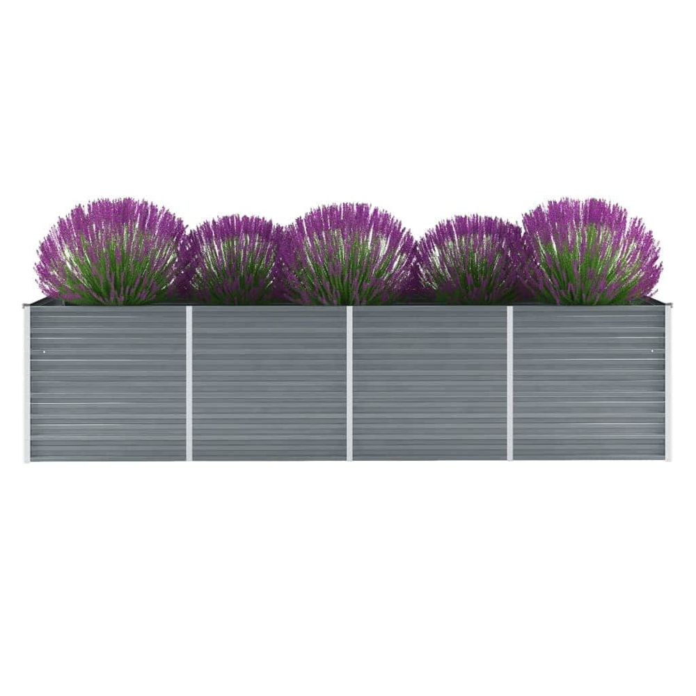 Carré potager surélevé xxl acier galvanisé jardin gris 320x80x77cm