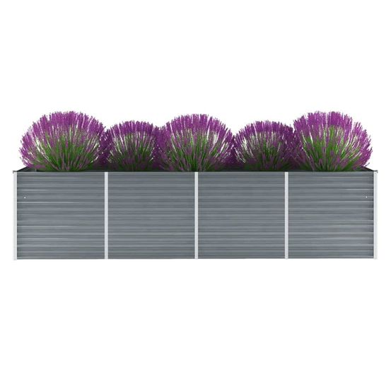 Carré potager surélevé xxl acier galvanisé jardin gris 320x80x77cm