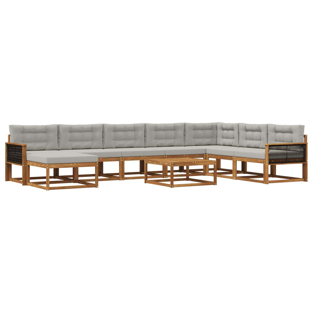 Ensemble de canapés d'extérieur 9 pcs naturel et gris clair