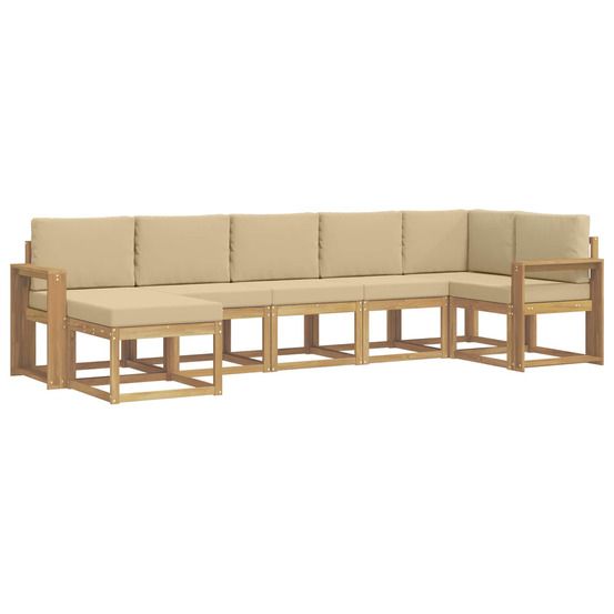 Ensemble de canapés d'extérieur 7 pc blanc et beige polyester
