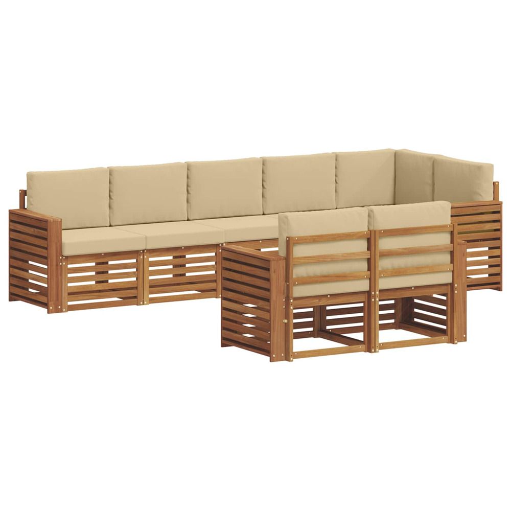 Ensemble de canapés d'extérieur 8 pc naturel et beige polyester