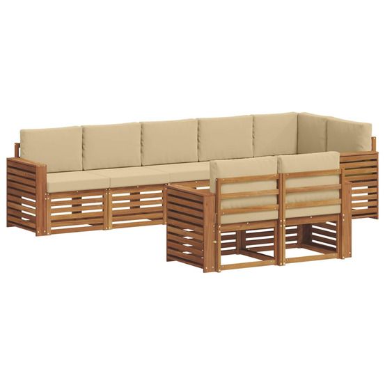Ensemble de canapés d'extérieur 8 pc naturel et beige polyester
