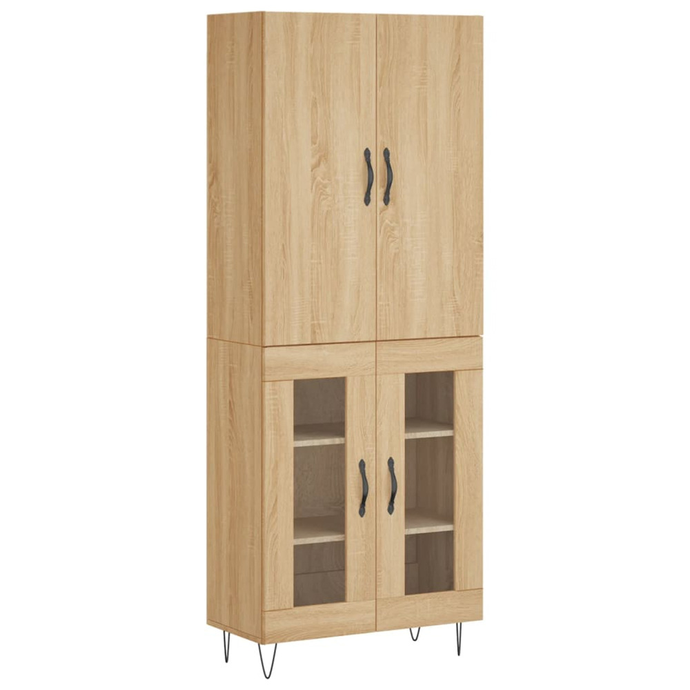 Buffet haut chêne sonoma 69,5x34x180 cm bois d'ingénierie