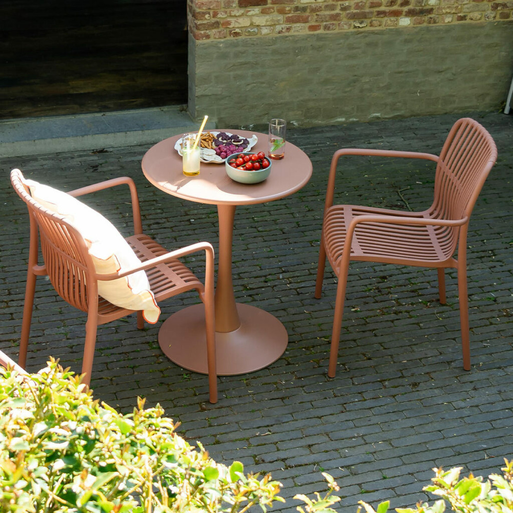 Ensemble de jardin en résine et acier terracotta 2p paloma