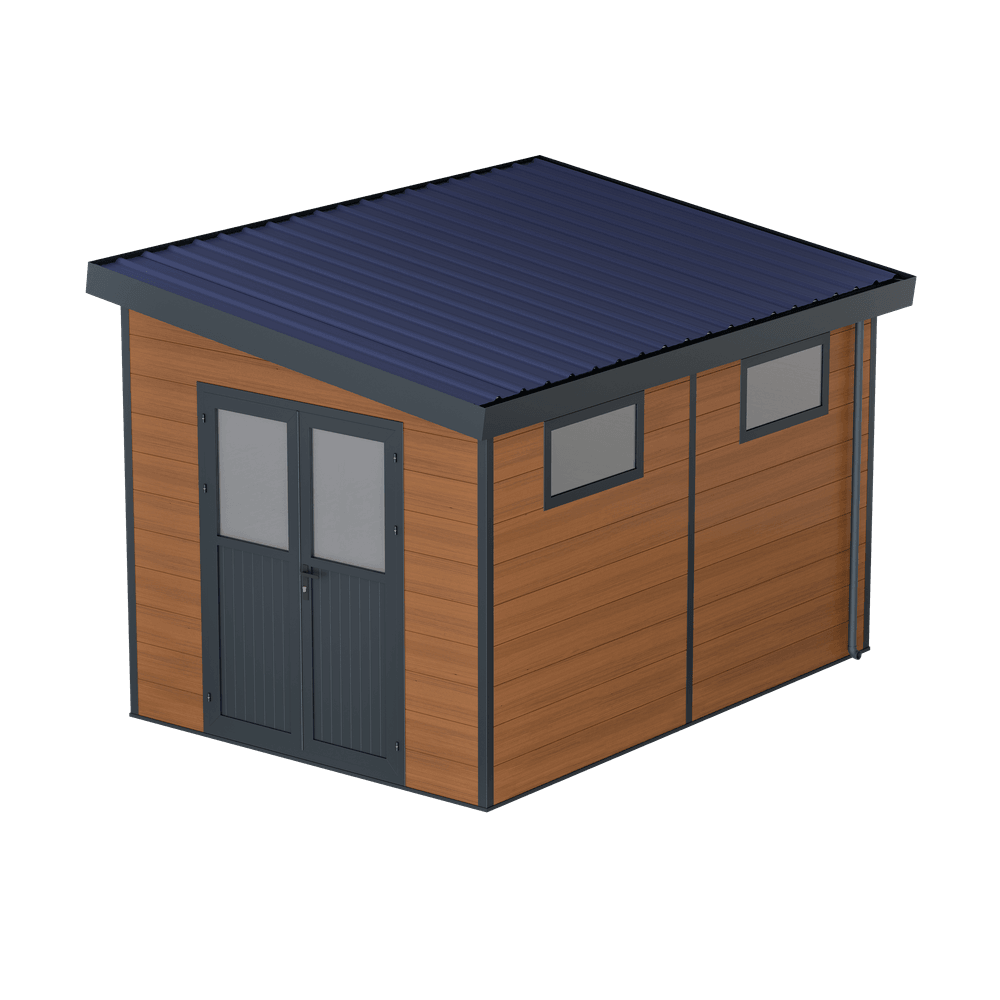 Abri de jardin composite adossée mira - 9m2 brun - garantie 20 ans - cabanon de jardin