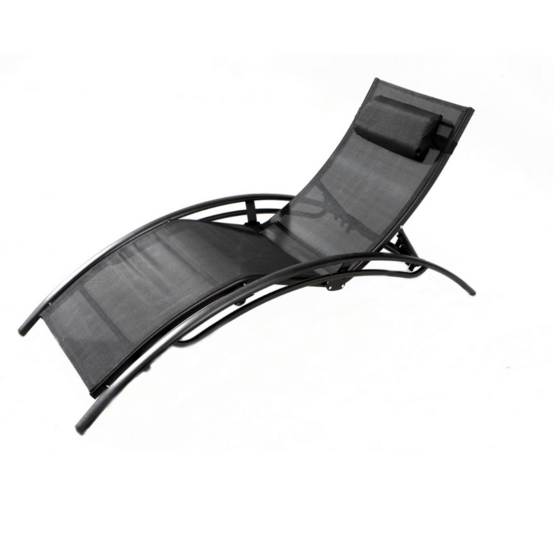 Transat ajustable et empilable avec pieds en acier noir limea