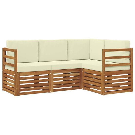 Ensemble de canapés d'extérieur 4 pc naturel et crème polyester
