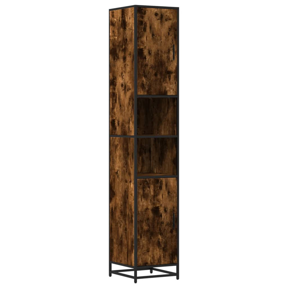 Armoire de salle de bain chêne fumé bois d'ingénierie et métal