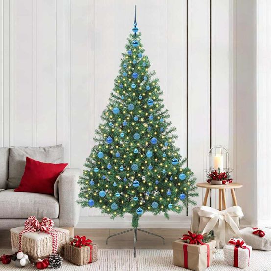 Grand sapin de noël 210 cm artificiel lumineux avec set de 120 boules
