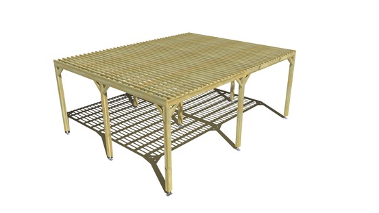 Pergola bois • 6m x 5m • indépendante • sens largeur • lattage bois • livraison comprise