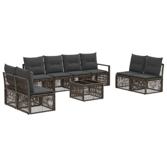 Ensemble de canapé de jardin 9 pc gris polyrotin