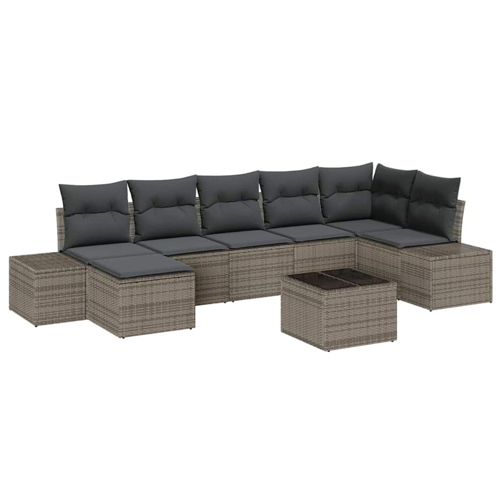 Ensemble de canapé de jardin 8 pc gris polyrotin