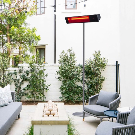 Radiateur infrarouge wifi avec pôle 2000w verre noir chaud sined