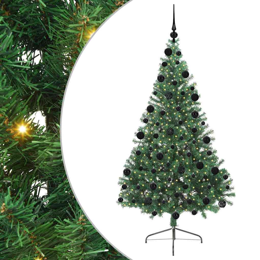 Sapin de noël artificiel pré-éclairé vert 210 cm pvc