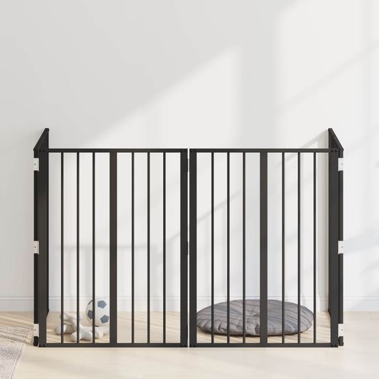 Parc enclos pour chien acier galvanisé intérieur pliable noir 241cm