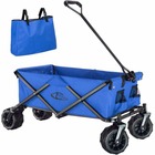 Chariot de jardin pliable 80 kg tout-terrain outils jardinage bleu
