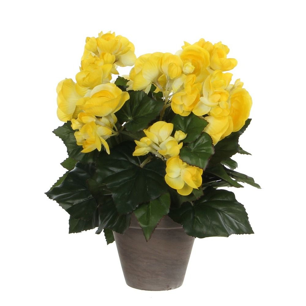 Mica decorations plante artificielle bégonia - h30 cm - jaune