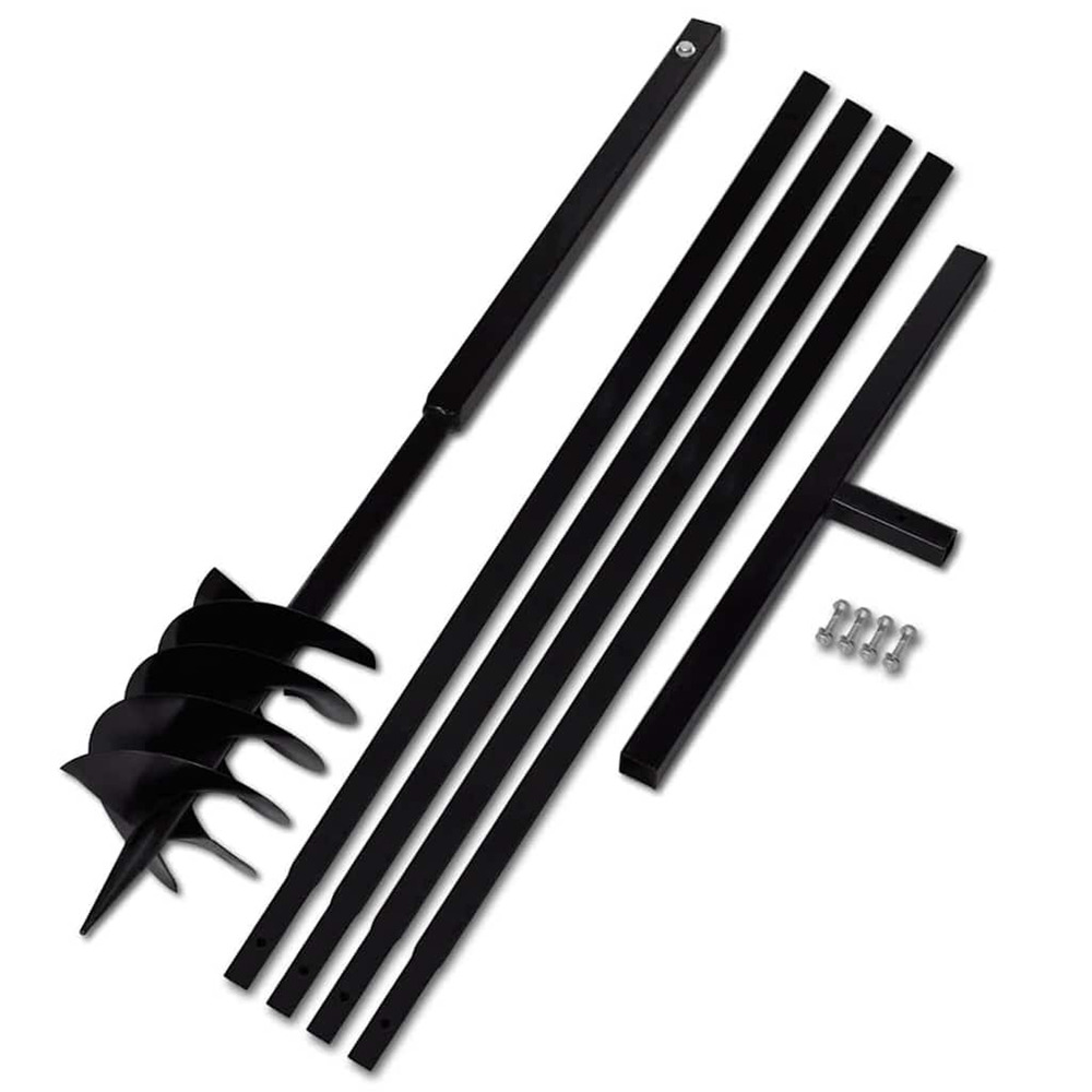 Tarière de sol avec manche 180 mm et tube d'extension 5 m acier