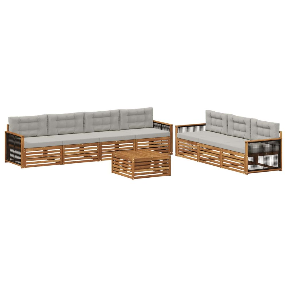 Ensemble de canapés d'extérieur 8 pc naturel et gris clair