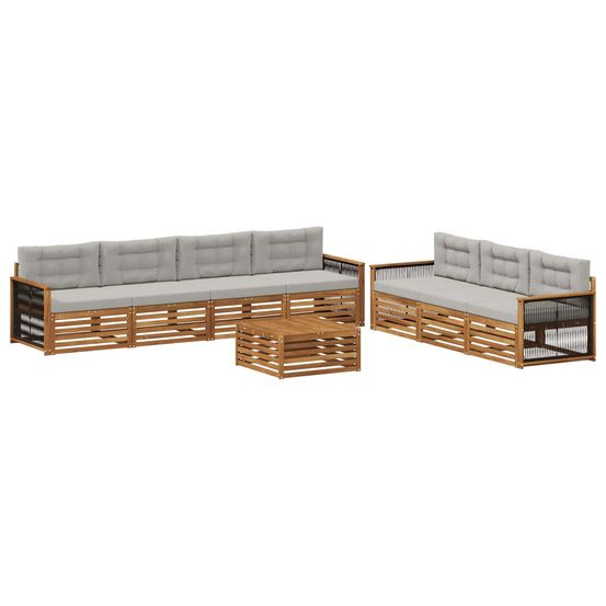 Ensemble de canapés d'extérieur 8 pc naturel et gris clair