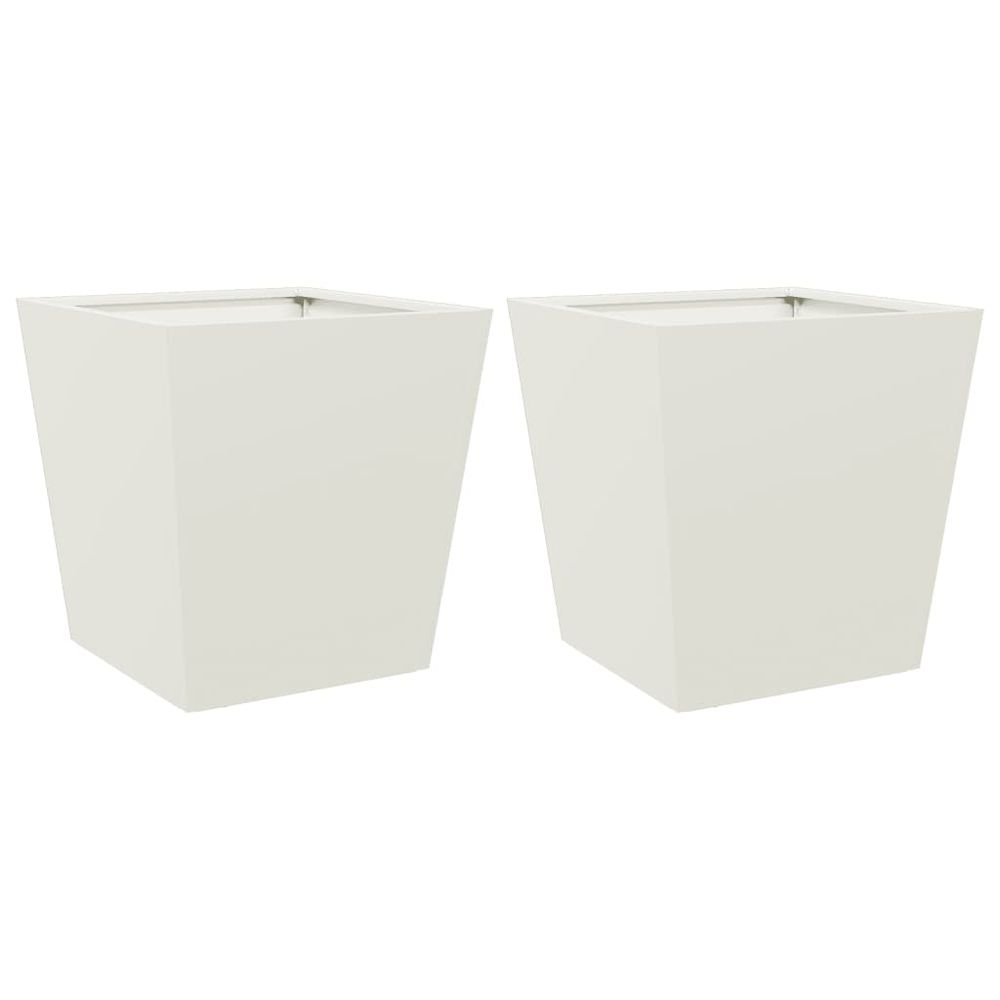 Jardinières 2 pcs blanc 40x40x40 cm acier
