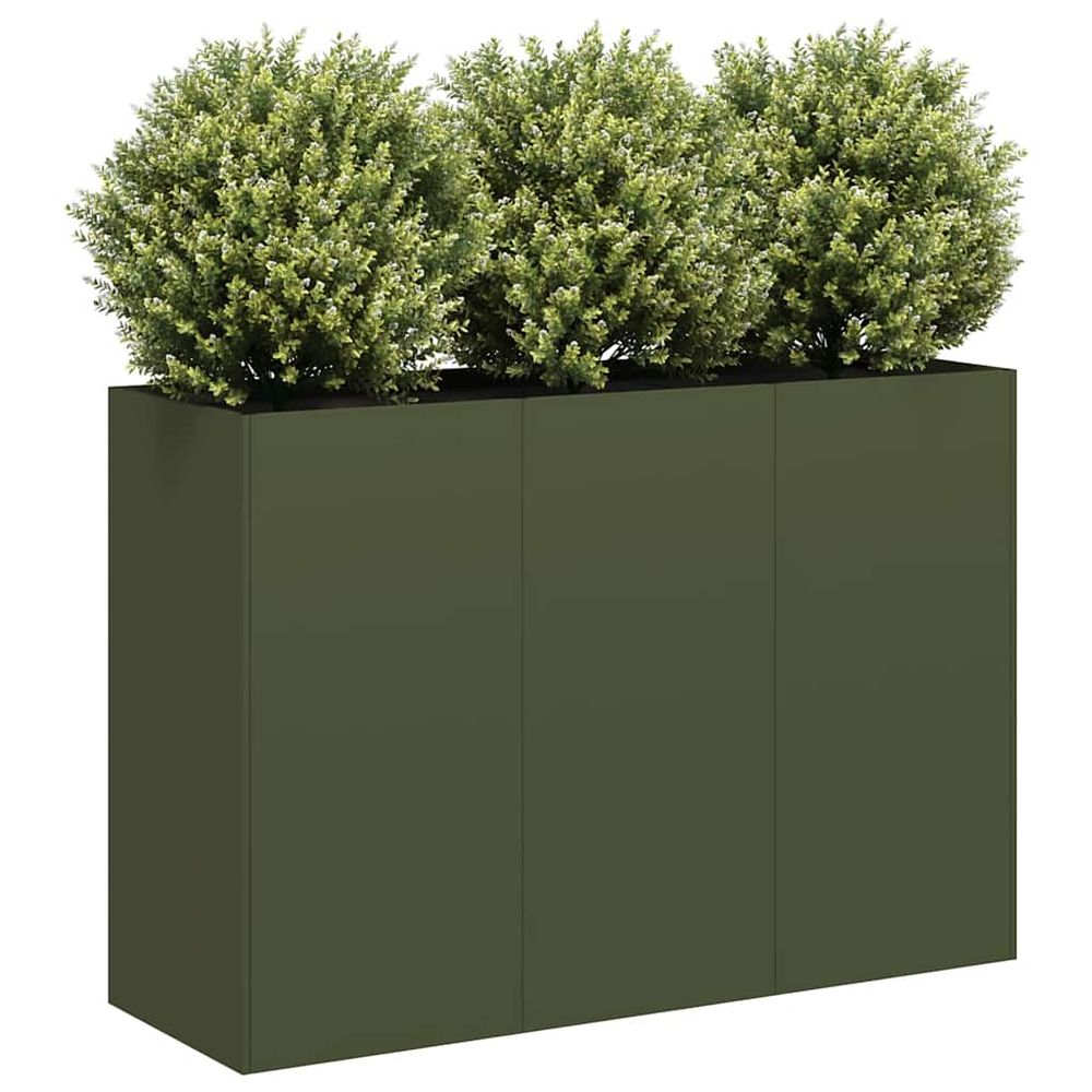 Bac à plantes haut acier laminé à froid renforcé pour culture ergonomique extérieure vert olive 120x40x80cm