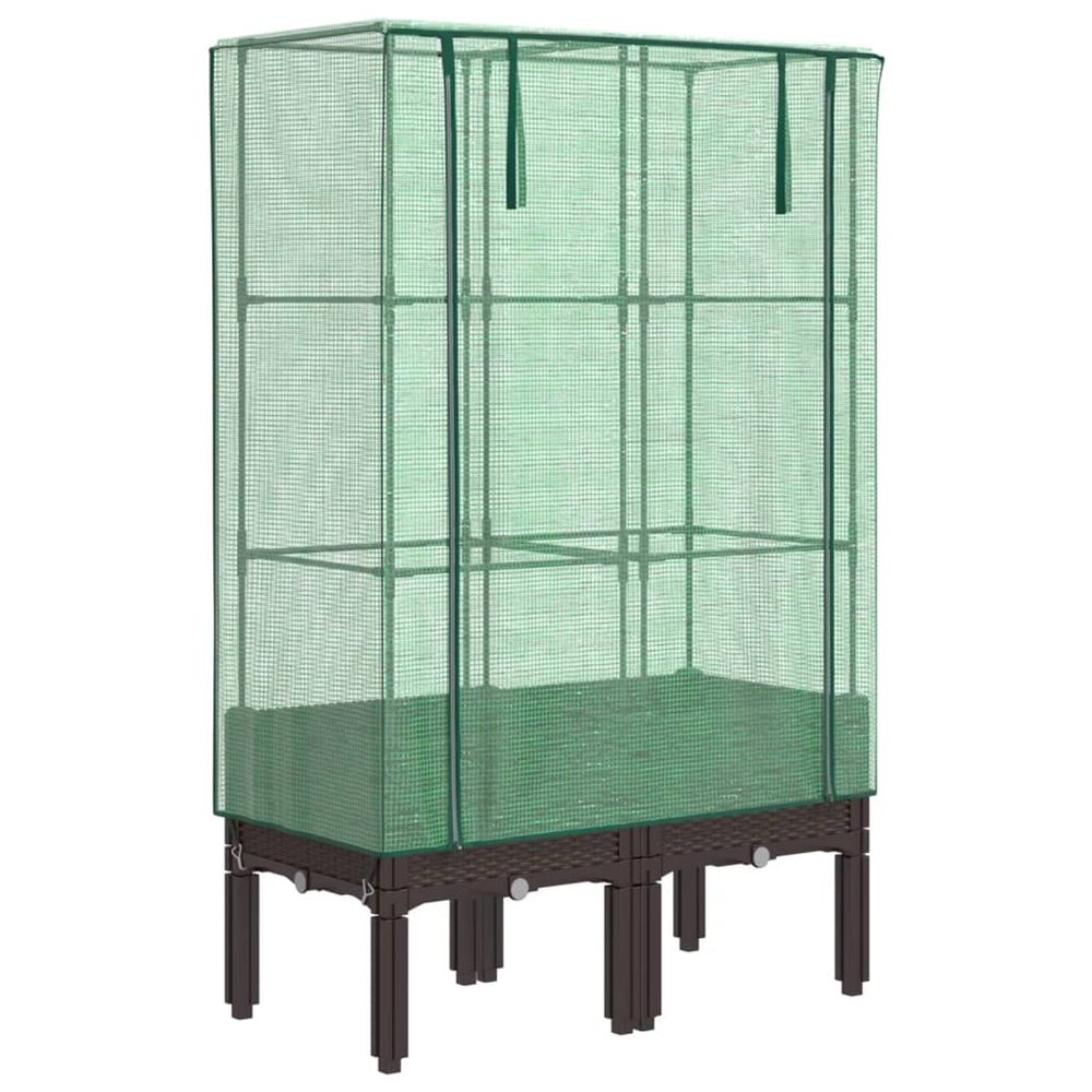 Jardinière d'extérieur surélevée avec housse aspect rotin 80x40x140 cm