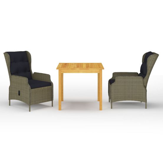 Ensemble à manger de jardin 3 pcs marron