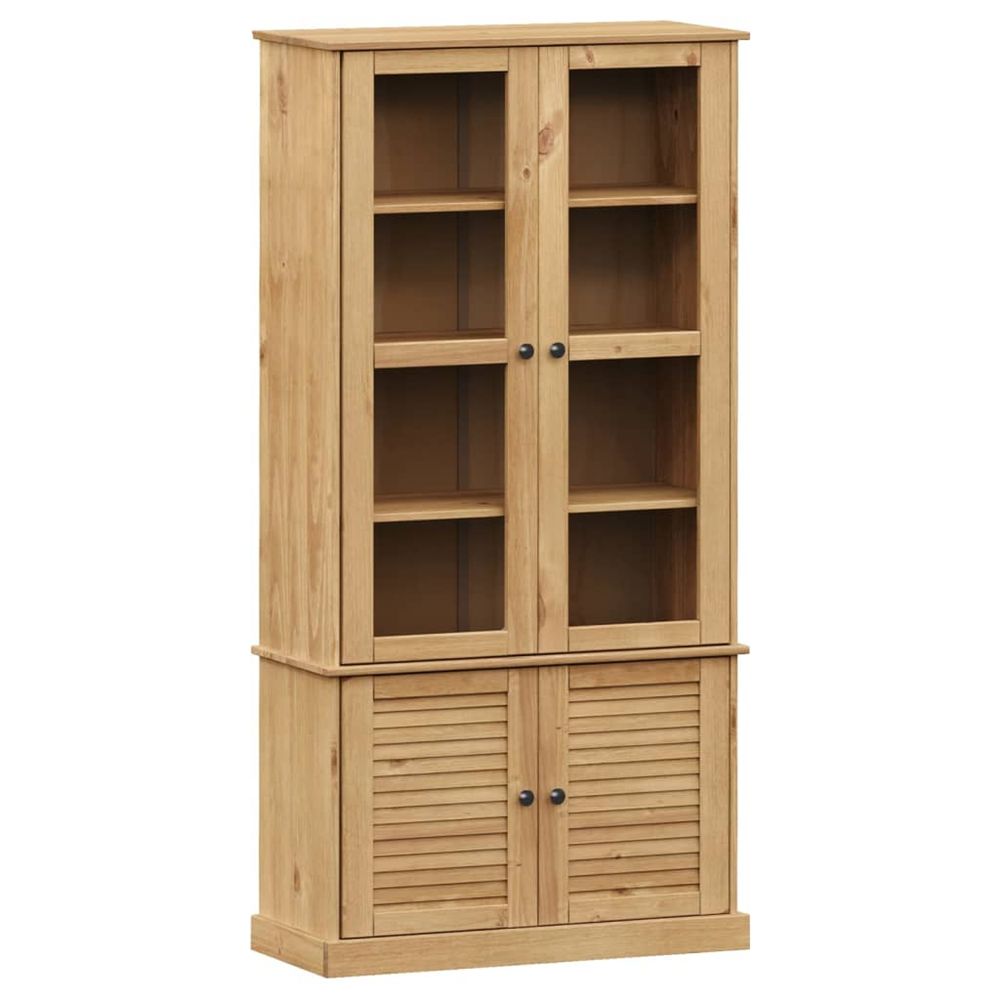 Vitrine en verre vigo 85x35x170 cm bois massif de pin