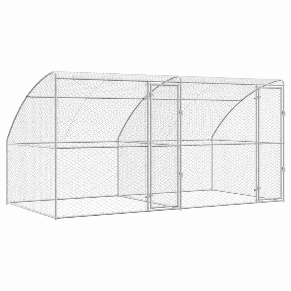 Kennel pour chiens 2 pc argenté 4 x 2 x 2 m acier galvanisé