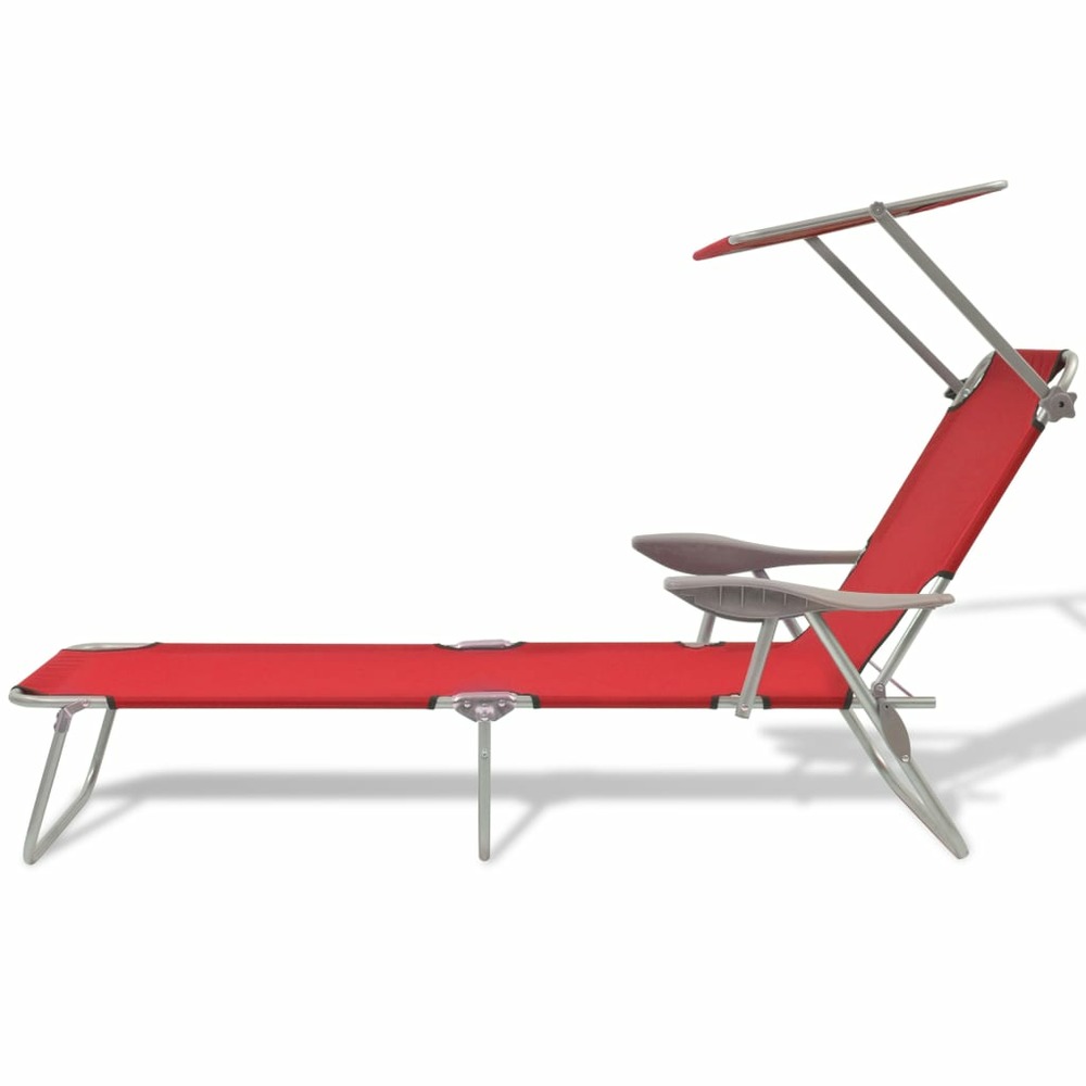 Chaise longue avec auvent acier rouge