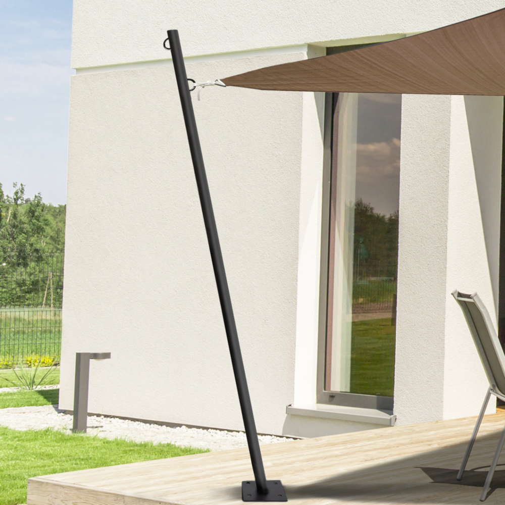 Lot de 2 mâts de fixation pour voile d'ombrage h.220 cm poteaux et bases acier