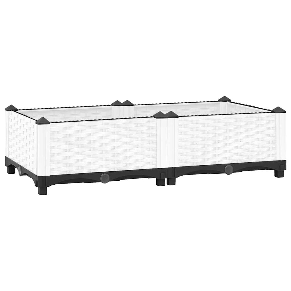 Jardinière surélevée polypropylène pour jardin balcon blanc – 80x40x23 cm
