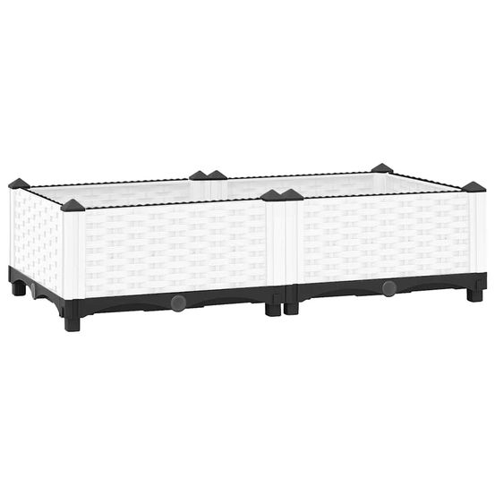 Jardinière surélevée polypropylène pour jardin balcon blanc – 80x40x23 cm