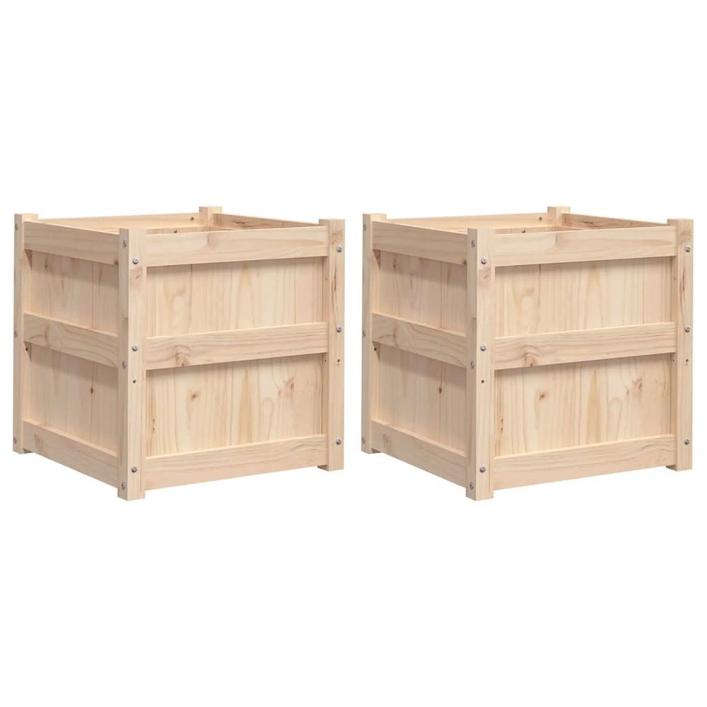 Jardinière d'extérieurs 2 pcs bois de pin massif