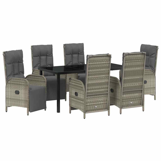 Ensemble de salle à manger pour jardin 7 pcs gris polyrotin