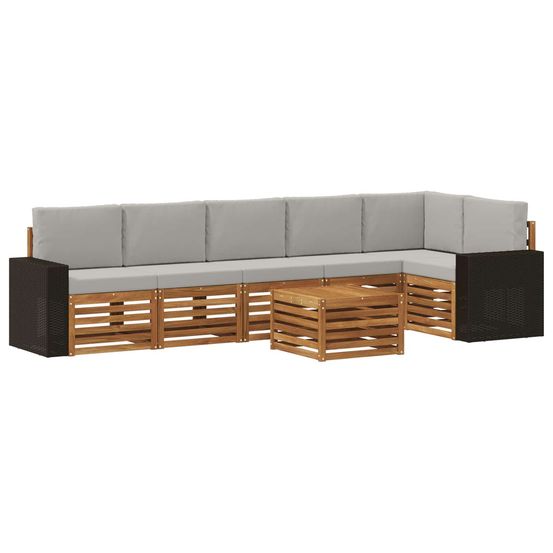 Ensemble de canapés d'extérieur 7 pc naturel et gris clair