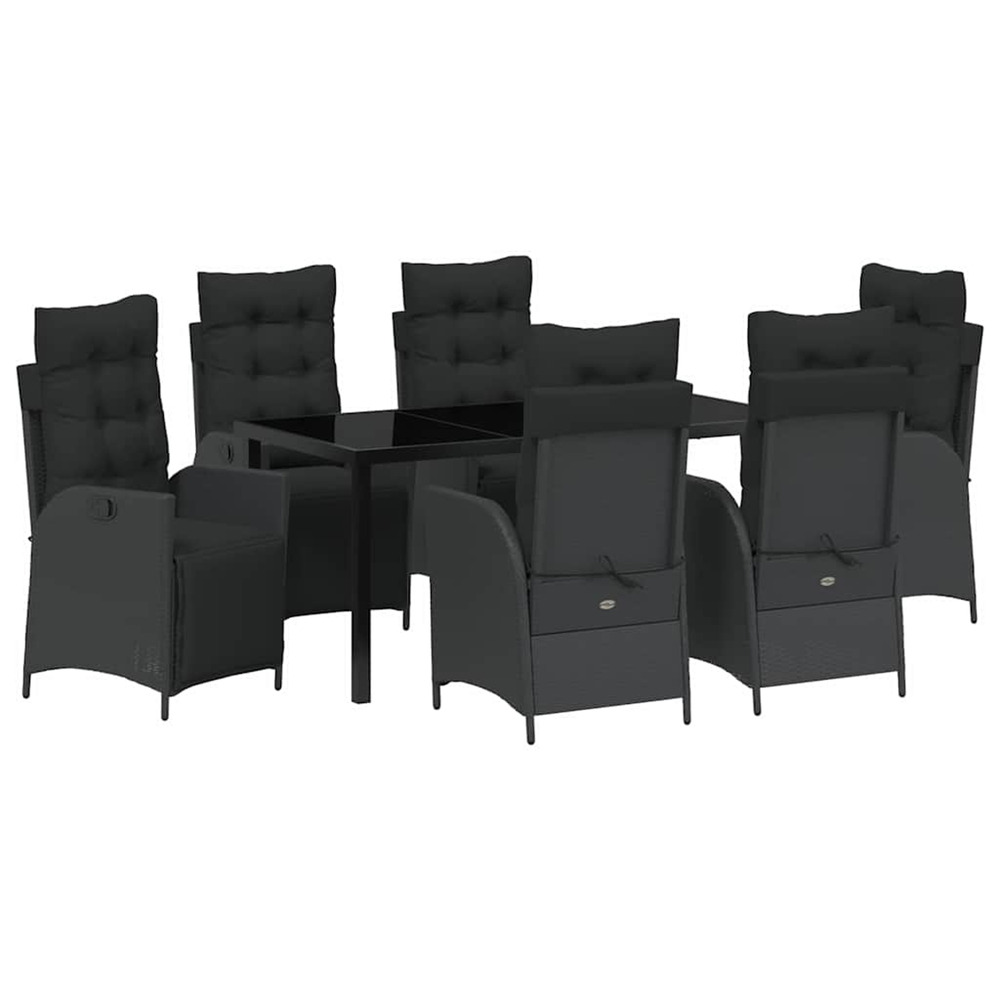 Ensemble de salle à manger pour jardin 7 pcs noir polyrotin