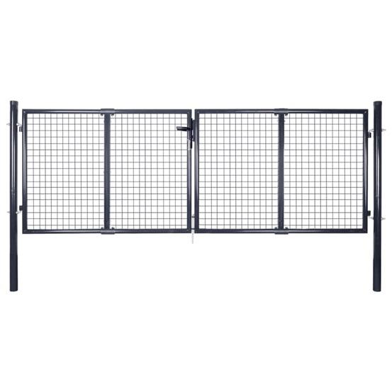 Portail de jardin grillagé en acier galvanisé 306 x 75 cm gris