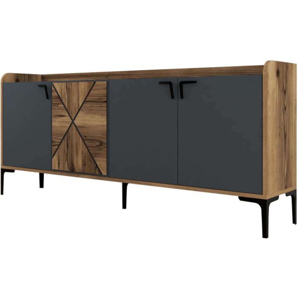 Buffet en aggloméré 4 portes venedik noyer + anthracite
