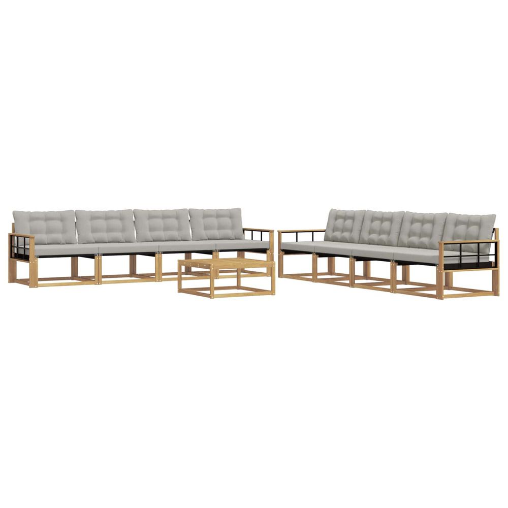 Ensemble de canapés d'extérieur 9 pc blanc et gris clair