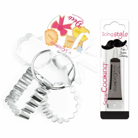 4 découpoirs à biscuits déco + stylo de glaçage noir
