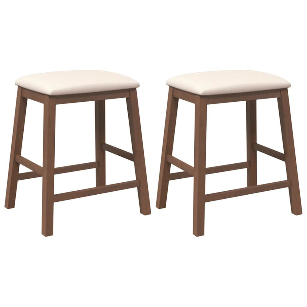 Chaises de bar avec coussins 2 pcs marron bois massif d'hévéa