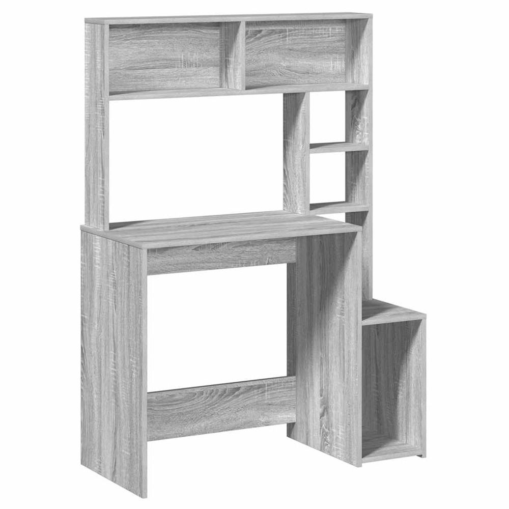 Bureau avec étagères sonoma gris 100x45x140cm bois d'ingénierie