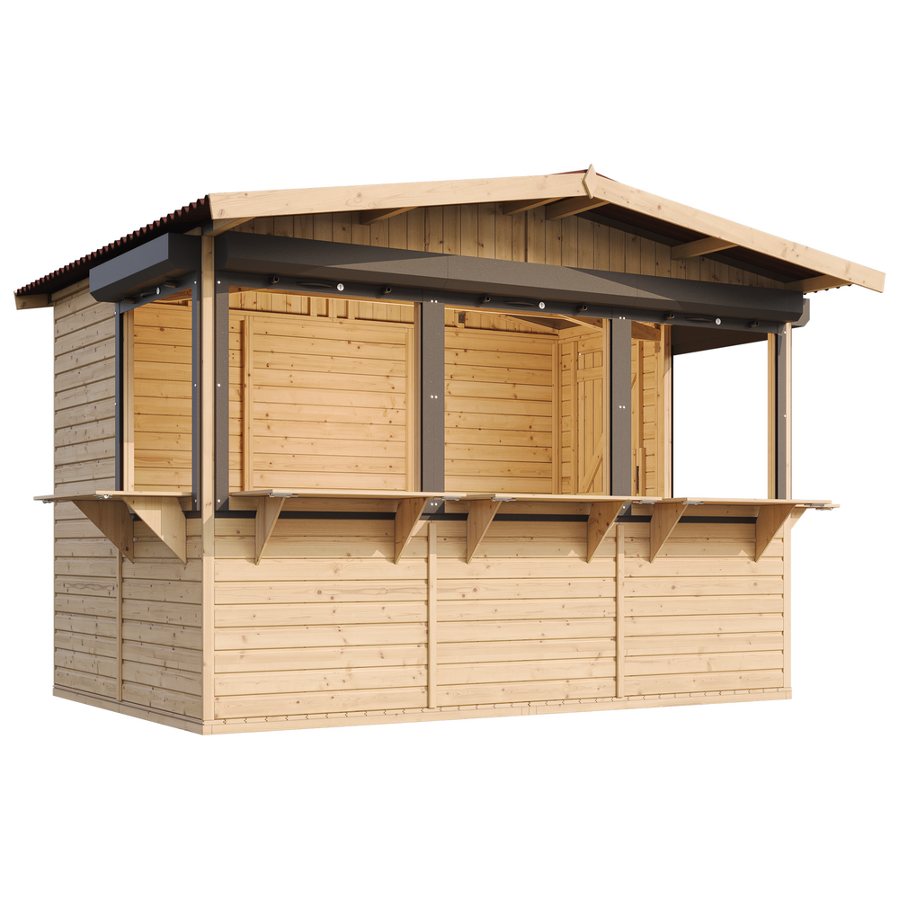 Timbela m150bz maison de jardin en bois, étal de marché en bois 263 x 336 cm / 6 m²