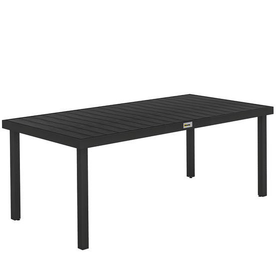 Table de jardin, table d'extérieur, table de salon de jardin, résistante aux intempéries, 190 x 90 x 74 cm, noire