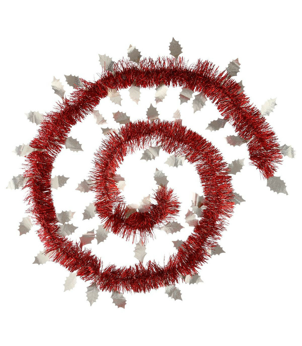 Guirlande de noël large 15 cm déco feuilles de houx longueur 2 mètres