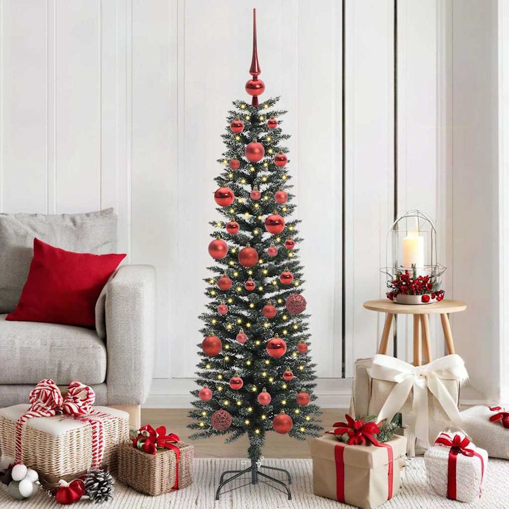 Sapin conique floconné 150 cm, décoration de fêtes intégrée avec 150 led blanc chaud